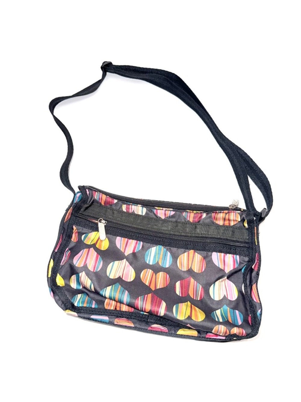 LESPORT SAC Womens Medium Black Colorful Heart Pattern Crossbody Bag N19